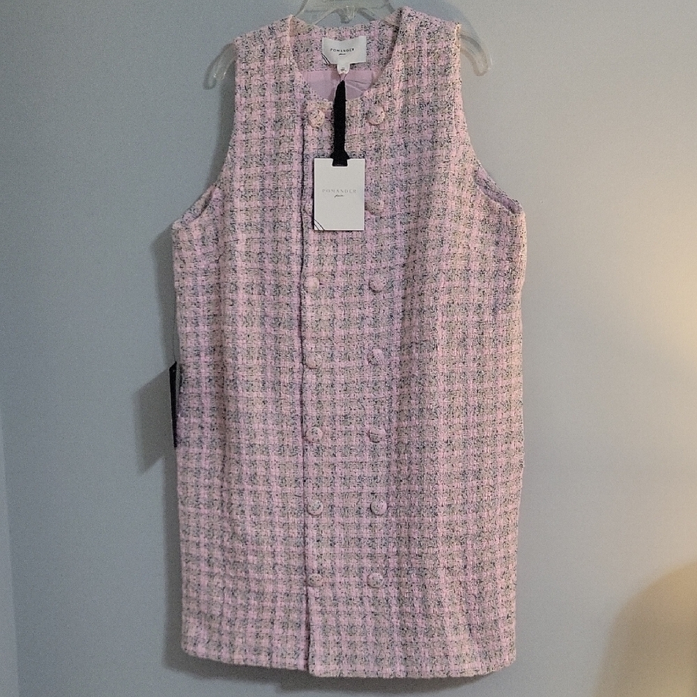 Pomander Place Pink Tweed Mini Shift Dress